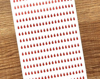 5 mm Mini Teardrop-Sticker Bogen | Blutstropfen | Periodentracker