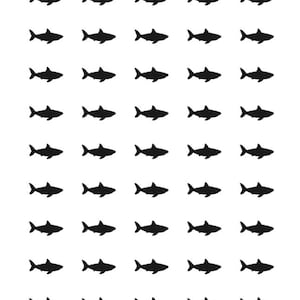 Arkusz naklejek z rekinem 1/2 cala 13 mm | Małe naklejki | Malutka naklejka | Naklejki BuJo | Planer | Kalendarz | Winyl | Rekiny | Zwierzęta morskie oceaniczne