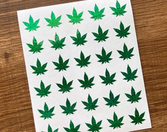 3/4 Inch Marijuana Leaf Sticker Sheet 19mm