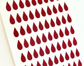 1/2 inch 13mm Mini Teardrop Sticker Sheet | Rain | Period Tracker | Blood Drop