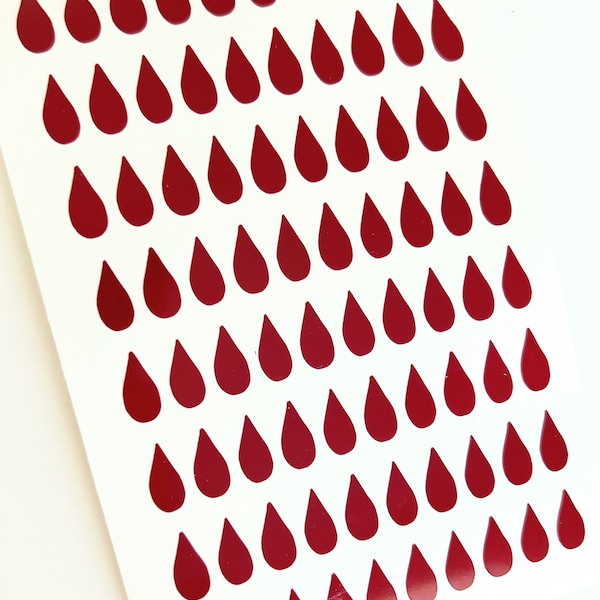 1/2 inch 13mm Mini Teardrop Sticker Sheet | Rain Drop | Period Tracker | Blood Drop | Small Stickers | Planner | Calendar | Bujo Stickers