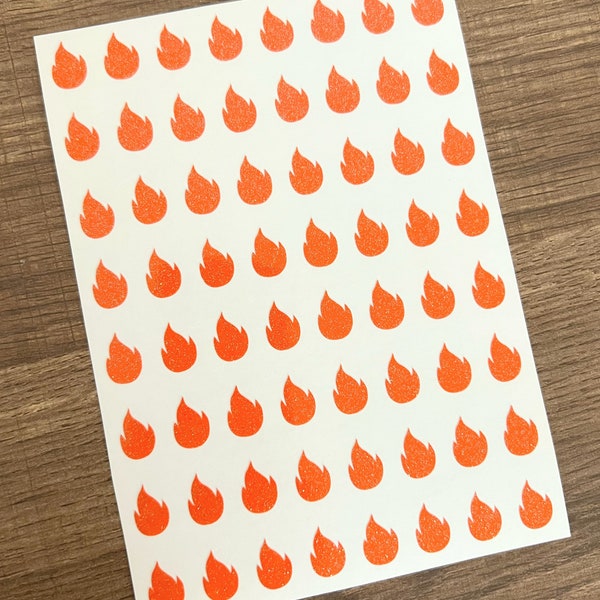 1/2 Inch Mini Flame Sticker Sheet 13mm | Small Fire Stickers | Tiny Flames | Holo Stickers | Planner | Calendar