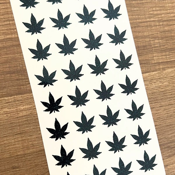 3/4 Inch Marijuana Leaf Sticker Sheet 19mm | Weed Leaf | Pot Leaf | Planner Stickers | Calendar | BuJo Stickers | Stoner Stickers