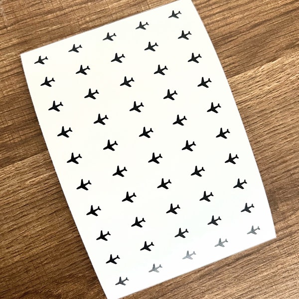1/4 Inch Mini Airplane Sticker Sheet 6mm | Small Plane Stickers | Tiny Planes | Holo Stickers | Planner | Calendar | Travel | Vacation