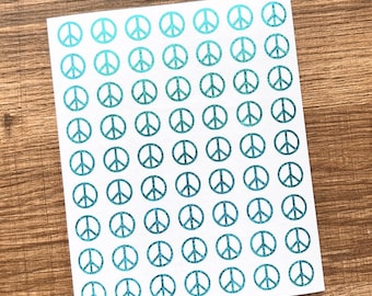 1/2 Inch Peace Sign Sticker Sheet 13mm
