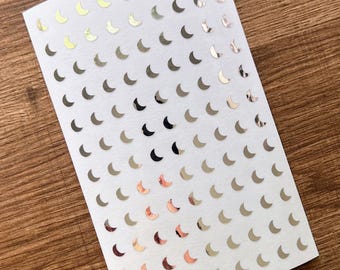 Hoja de pegatinas de mini luna creciente de 1/4 de pulgada y 6 mm