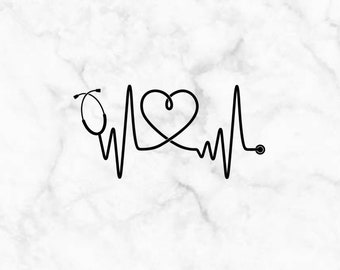 Nursing Heart Heartbeat Vitals Vinyl Decal, Doctor, Surgeon, Nurse Life, Nurse, Car, Window, Sticker, Tumbler