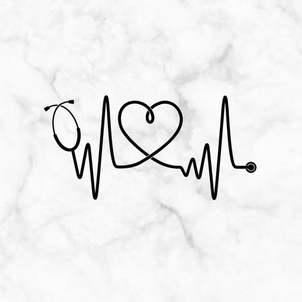 Nursing Heart Heartbeat Vitals Vinyl Decal, Doctor, Surgeon, Nurse Life, Nurse, Car, Window, Sticker, Tumbler