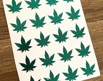 1 Inch Marijuana Leaf Sticker Sheet 25mm