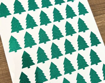 1 Inch Christmas Tree Sticker Sheet 25mm