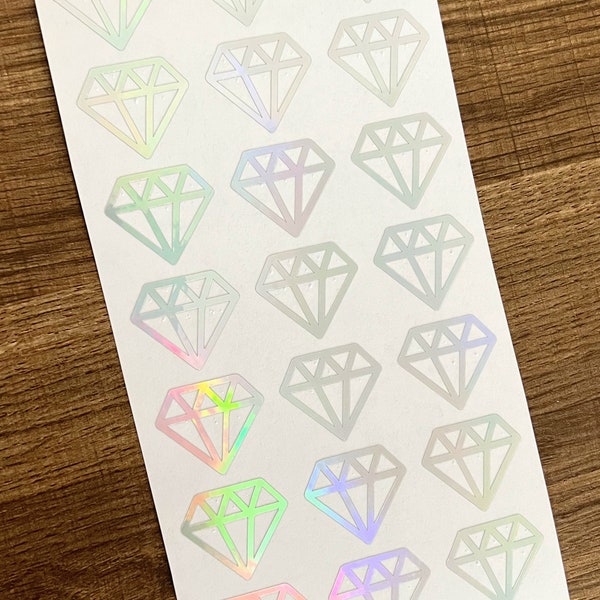 1 Inch Diamond Sticker Sheet 25mm | Small Diamonds | Planner Stickers | Calendar | BuJo Stickers | Diamond Decal