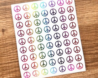 1/2 Inch Holo Rainbow Peace Sign Sticker Sheet 13mm