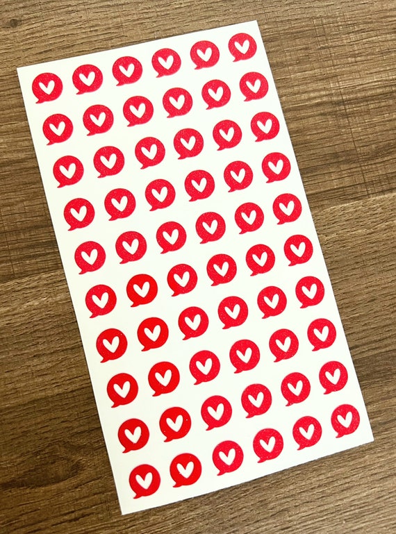 1/2 Inch Mini Heart Chat Bubble Sticker Sheet 13mm Small Heart Stickers  Holo Stickers Planner Calendar Valentine's Day 