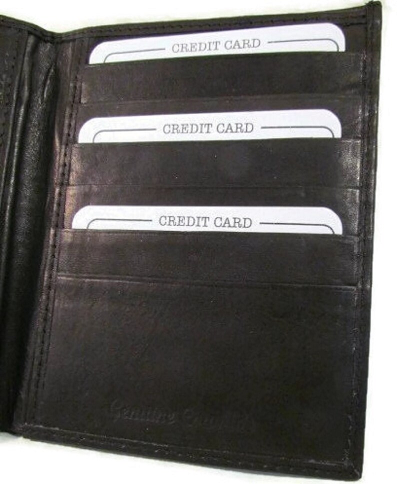 JEWISH STAR of DAVID black leather bifold passport wallet card holder