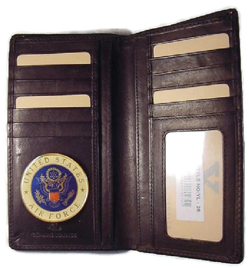 USAF AIR FORCE Black Leather Bifold Vertical Credit Card Etsy