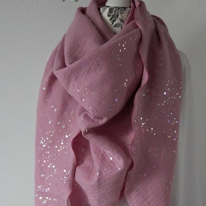 XXL muslin cloth pink with holographic dots image 4