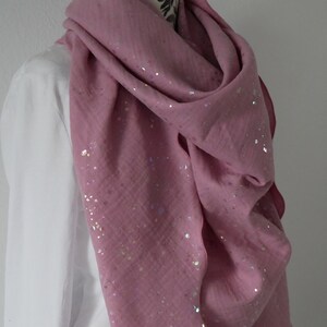 XXL muslin cloth pink with holographic dots image 2