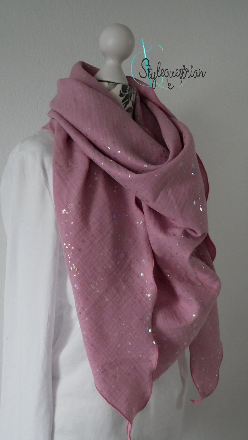 XXL muslin cloth pink with holographic dots image 2