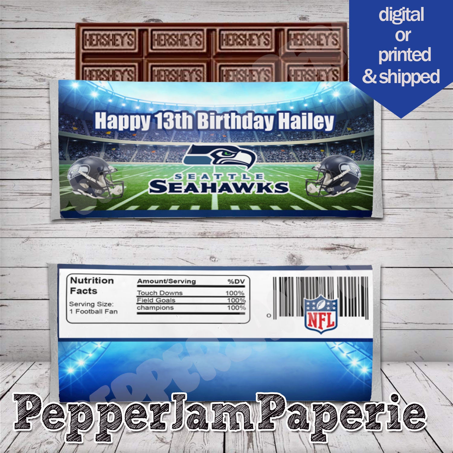 Seattle Seahawks Sports Party Candy Bar Wrappers 