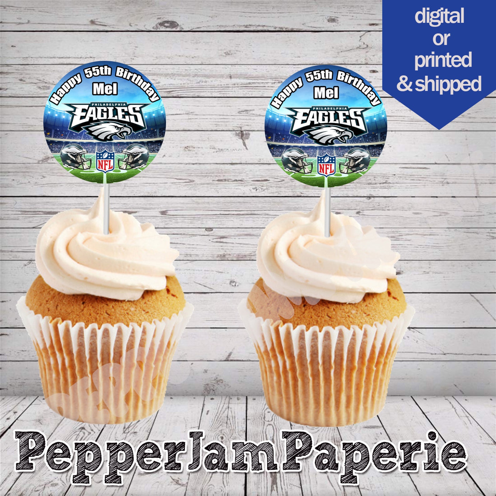 Cupcake Toppers Philadelphia Eagles Super Bowl Sports Etsy