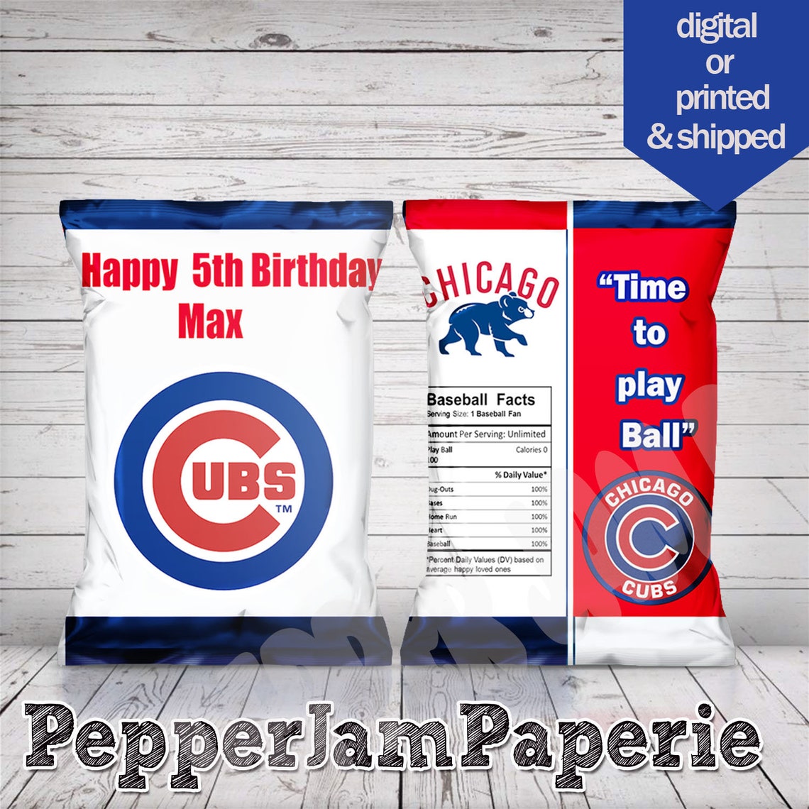 Chicago Cubs Chip Bags Baseball Party Favors Custom Bags Etsy