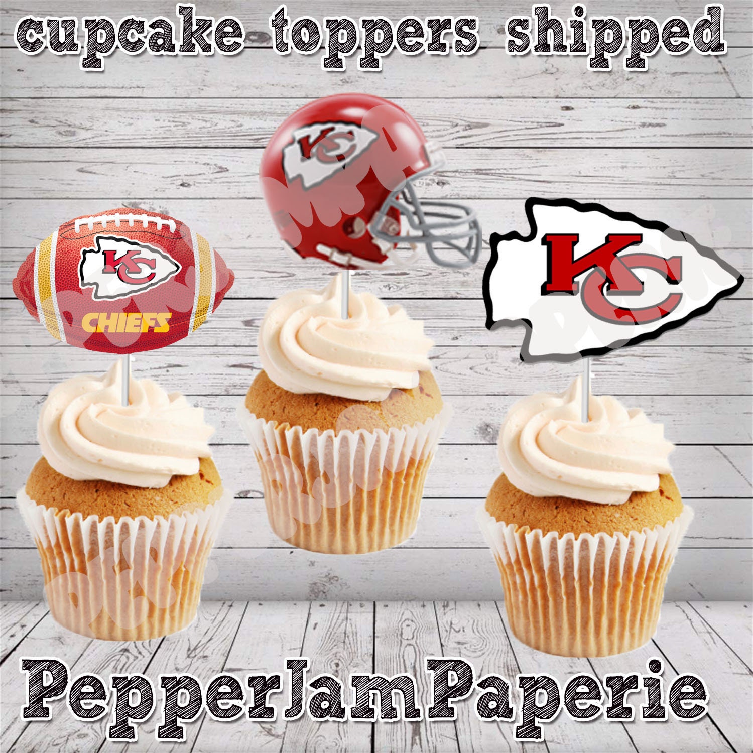 Cupcake Toppers Kansas City Chiefs Super Bowl Sports Etsy
