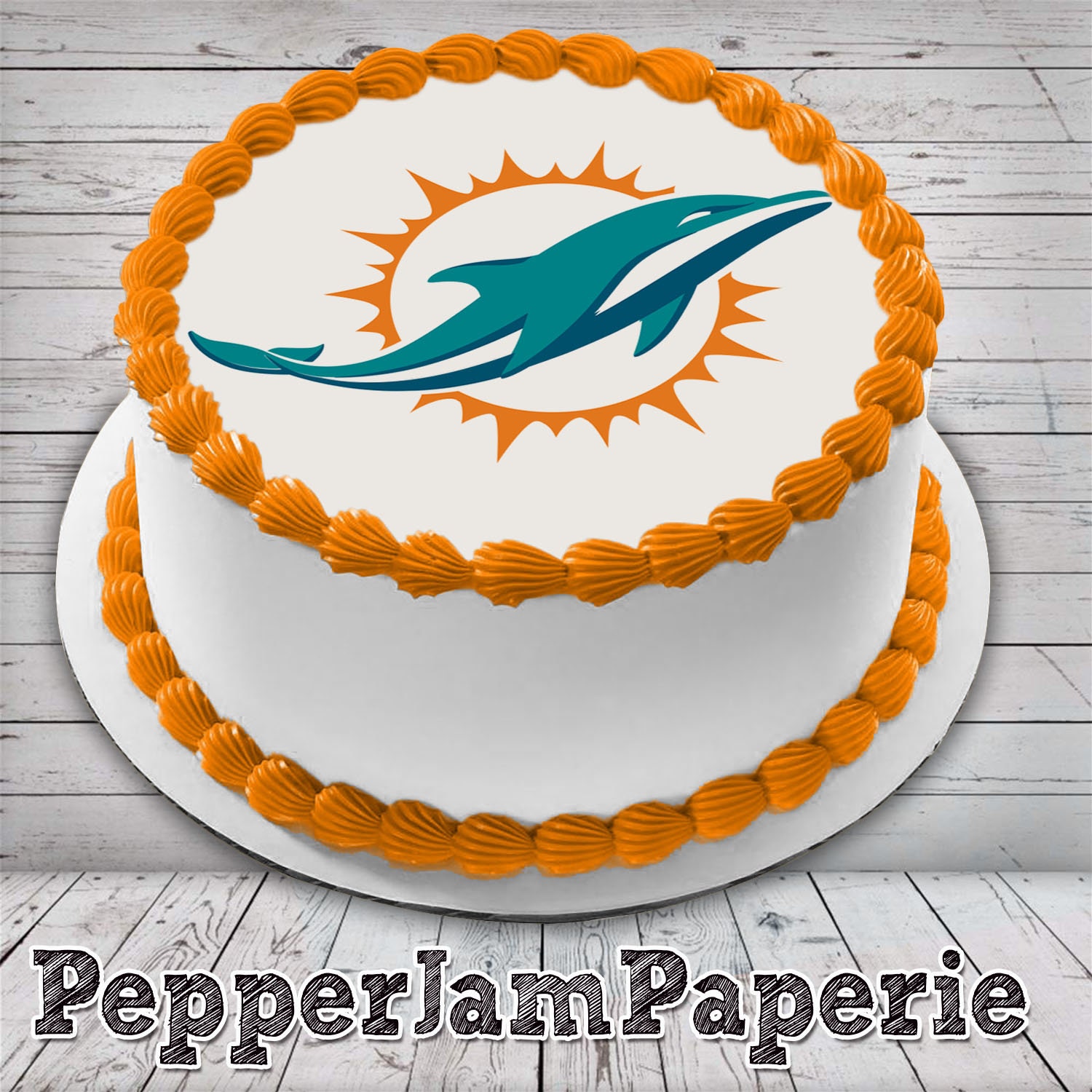 Miami Dolphins Birthday Party Icing Edible Cake Topper 1/4 sheet Miami Dolphins Birthday Party Icing Edible Cake Topper 1/4 sheet