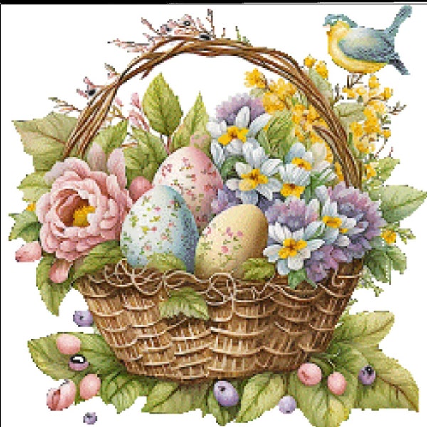 Easter Basket Cross Stitch Pattern