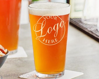 Personalized Laser Etched Pint Glass: Custom Logo Gift, 16oz