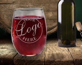 Copa de vino sin tallo personalizada / Copa de vino grabada con láser / Su logotipo, Su texto grabado en copa de vino / Regalos de copa de vino para boda