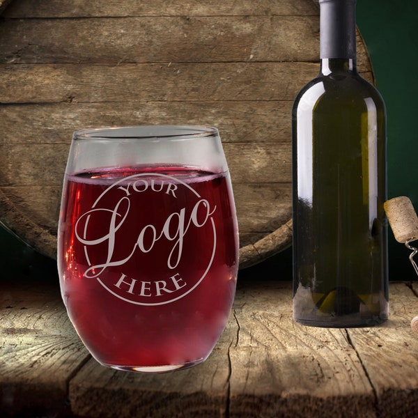 Personalized Stemless Wine Glass | Wine Glass laser etched | Your Logo, Your Text etched on Wine Glass | Wine glass gifts for wedding