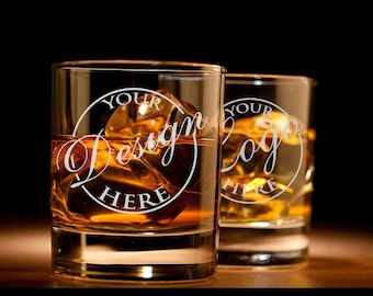 11 oz Custom Engraved Whiskey Rock Glass, Laser-Etched Personalized Glassware