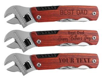 Fathers Day Multi Tools Wrench | Personalized rosewood handle Multi Tool | Laser engraved father's day Gifts | Gifts for Grandpa, Daddy |