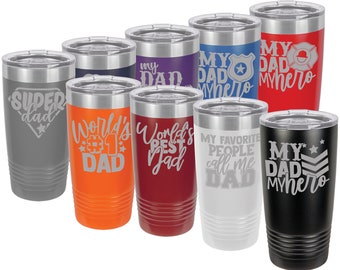 Tumbler personalizzato per la festa del papà 20 Oz / Bicchiere da caffè perfetto per andare / Tazza da viaggio personalizzata / Bicchiere a prova di fuoriuscita personalizzato / Regalo di papà