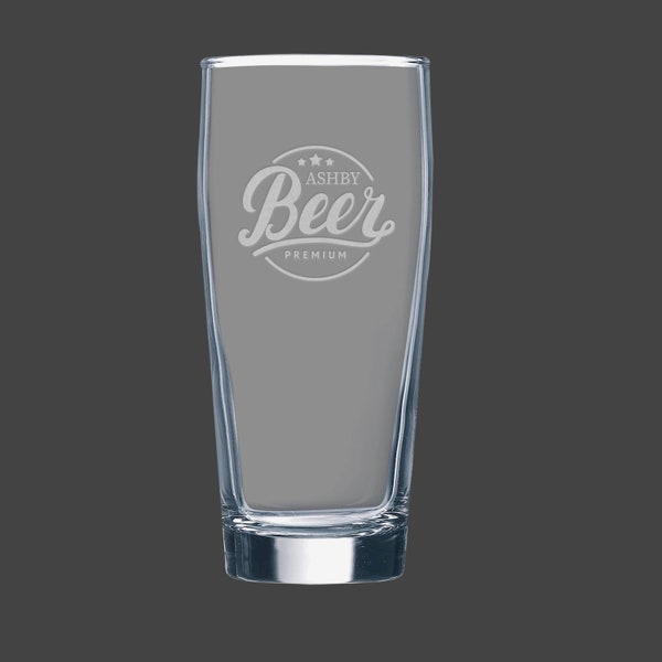 Personalized Willi Becher Beer Glass | laser etched Beer Glass | Your Logo, Your Text etched on Beer Glass | Home Brewing Beer Glass 16 Oz