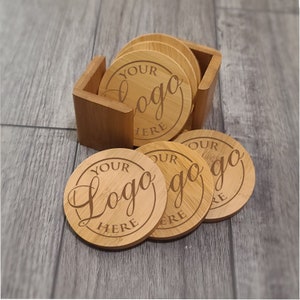 High Quality Bamboo Wooden round6-Coaster Set with Holder,  Personalized  Wooden Coasters,  Laser Engraved Custom Wood Coasters Gift Set