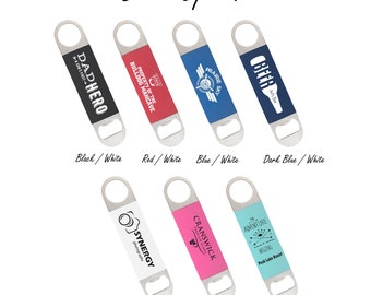 Personalized Engraved Bottle Opener with Custom Logo or Text - Silicone Grip - Corporate Gifts - Promotional Products - 1 1/2" x 7"