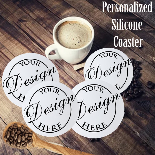 Laser Engraved Silicone Coaster | Personalized Custom Silicone Coasters Gift | Personalized Thick Lacerable Drink Coaster Gift