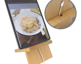 Personalized Red Alder iPad Stand | Engraved Cookbook Tablet Holder