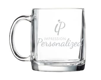Custom Clear Glass Coffee Mug with Handle | Laser Engraved Logo Mug | Personalized Couple Gift