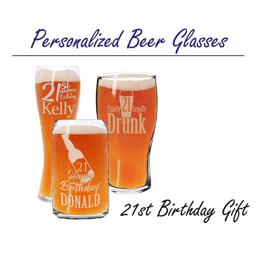Personalized 21st Birthday Beer Glass Custom Pilsner Glass Etsy