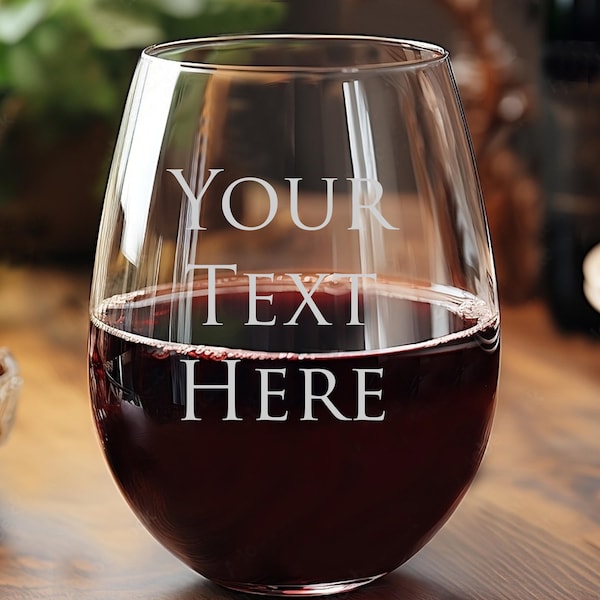 Personalized Engraved 9oz. Stemless Wine Glass, Custom Engraved glass, The Perfect Gift for Any Occasion, The  Gift for Wine Enthusiast
