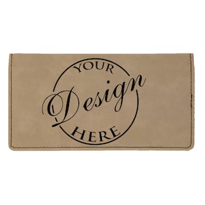 Personalized Leather Checkbook Cover | Engraved Slim Business Checkbook Holder | Custom Monogrammed Check Book Wallet