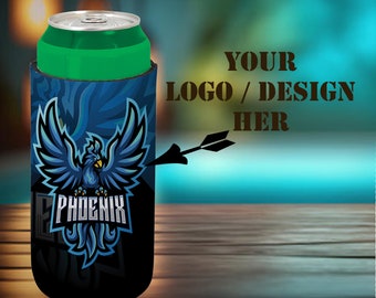 Personalized Sublimated Colorful 16 oz. Can Beverage Holder, 16oz can holder, custom Beverage Holder