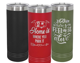 Vaso delgado de acero inoxidable aislado de 22 oz con grabado láser