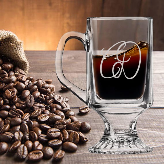 Custom Clear Glass Irish Coffee Mug - Personalized 10 oz Footed Mug