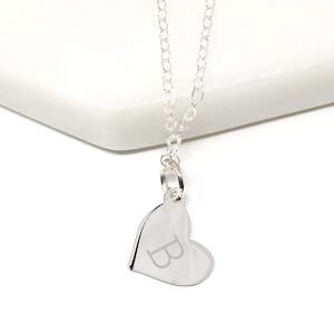 925 Sterling Silver Necklace, Initial Necklace, Personalized Necklace, Tiny Heart Necklace, Monogram Gift, Everyday Necklace, Love, WN0119