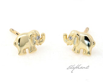 Sterling Silver Elephant Stud Earring, Animal Stud Earring, Simple Silver Earring, Earrings for Kids, Modern, Gifts For Her, Cute Earrings