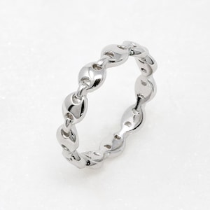 Sterling Silver Chain Ring, Pig Nose Chain, Chain Ring Silver, 925 Sterling Silver, Gift For Her, Thick Chain Ring, Modern, Statement Ring