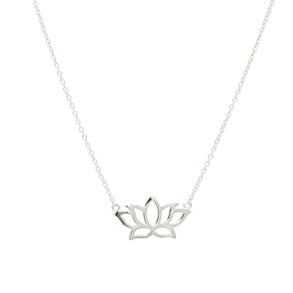Lotus Necklace Silver, Sterling Silver Lotus Necklace, Flower Necklace Silver, Floral Jewelry, Modern Necklace, Gift For Her, Birthday Gifts